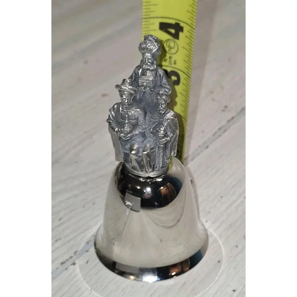 VTG 1980 Danbury Mint Silver Christmas Bell Three Wise Men Holiday Nativity